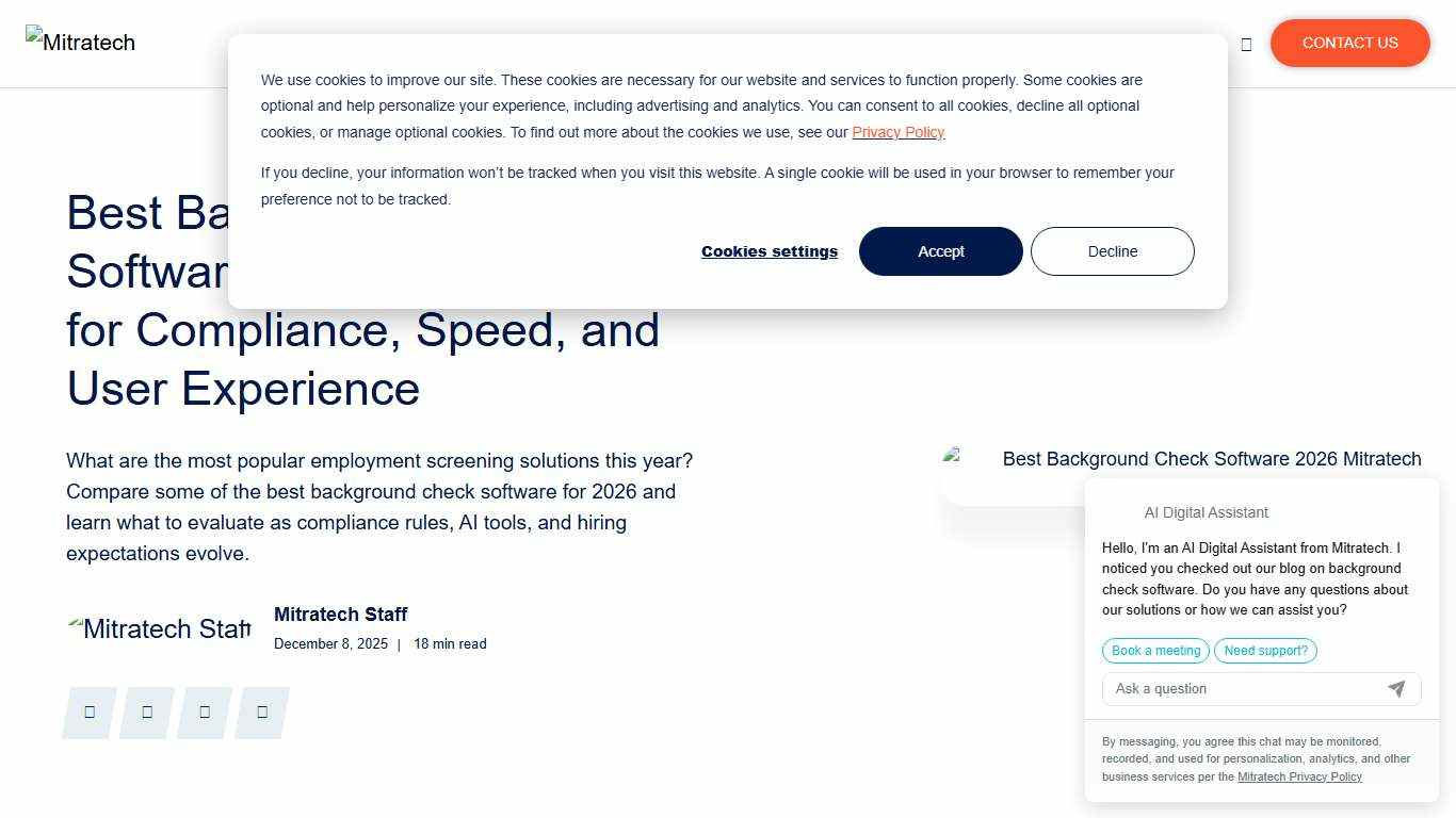 Best Background Check Software 2026: Top Vendors for Compliance, Speed, and User Experience Mitratech